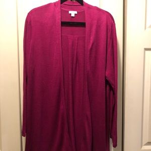 J Jill back pleat cardi in fushia